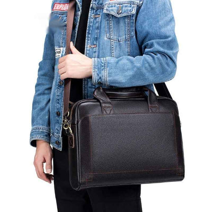 Fashion Men's First Layer Cowhide Portable Portfolio
