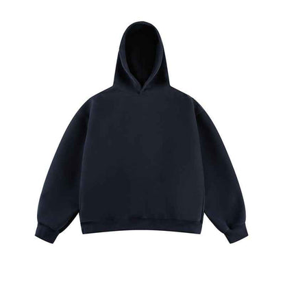 Short Wide Fleece Hooded Sweatshirt For Men And Women In American Solid Color