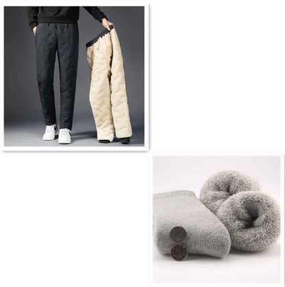 Men's Padded Cotton Trousers with Cashmere - Warm Winter Pants