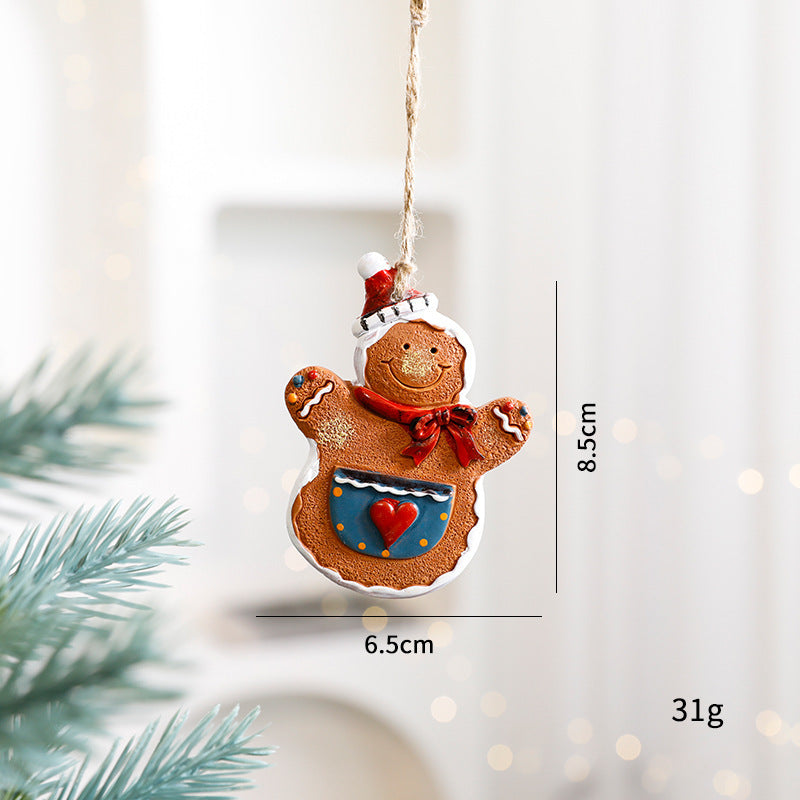 Christmas Resin Character Pendants - Santa Snowman Gingerbread Man Ornaments