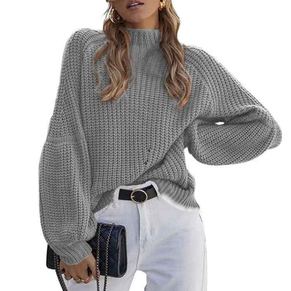 Autumn And Winter New Loose Half-high Collar Sweater
