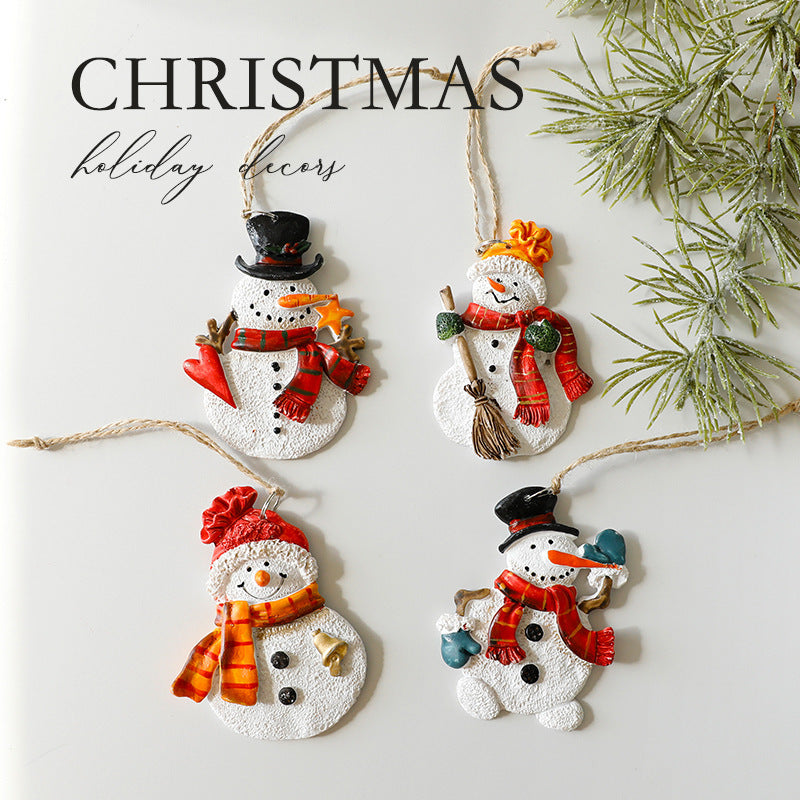 Christmas Resin Character Pendants - Santa Snowman Gingerbread Man Ornaments