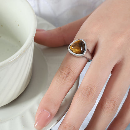 Natural Stone Retro Affordable Luxury Elegant Titanium Steel Ring - DropOnline.co