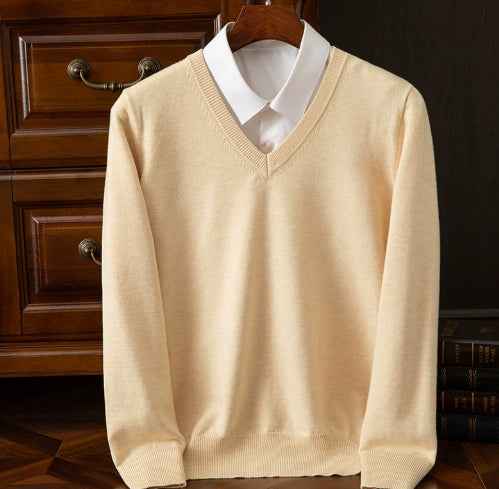 Knitted Sweater V-neck Men's Pullover Base Shirt