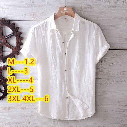 Men's Solid Color Retro Distressed Linen Shirt - Fashion Casual Button-Up
