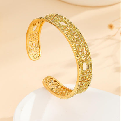 1pcs Luxury Style Gold Bracelet Hollowed Out Lace Flower Design Wedding Gold Jewelry - DropOnline.co