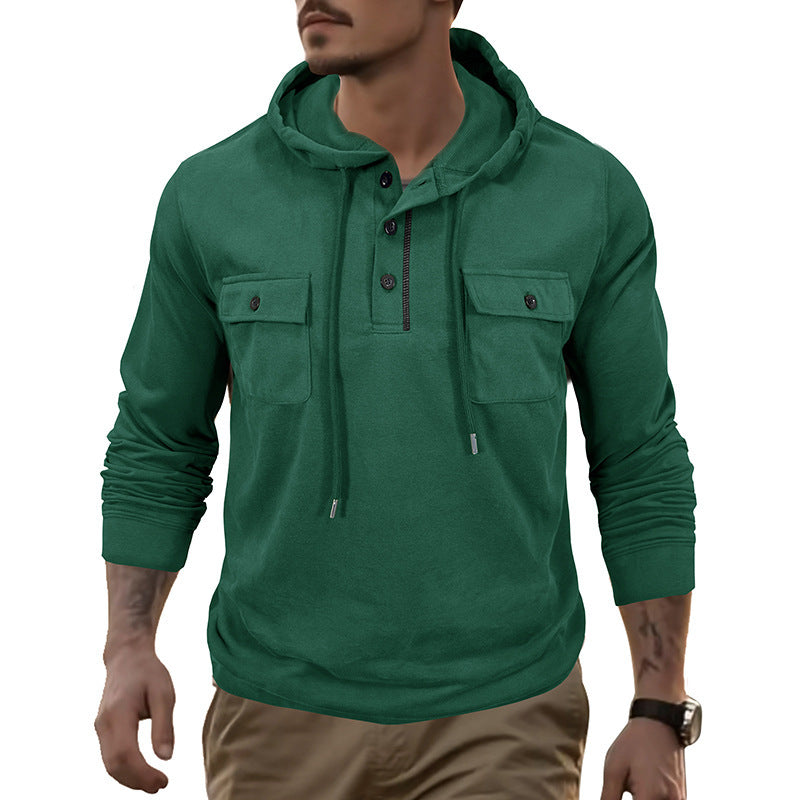 Men's Long-Sleeve Sports Hooded Sweater - Pocket Athletic Top