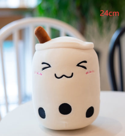 Boba Tea Plush Toy - Cute Strawberry Milk Tea Stuffed Animal Pillow Cushion for Kids - DropOnline.co
