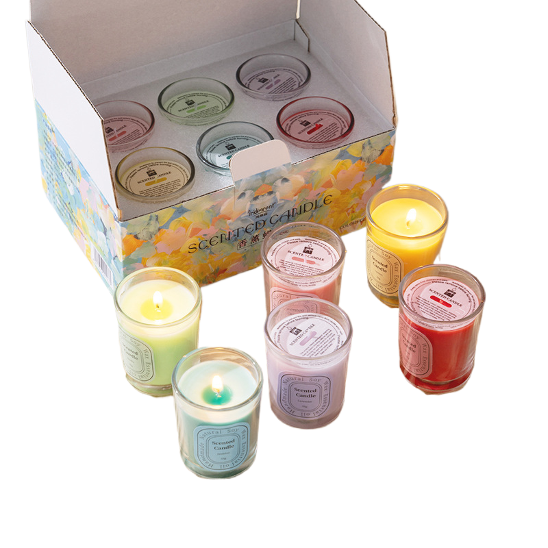 Dopamine Scented Candle Gift Set - 6-Piece Colorful Soy Wax Collection