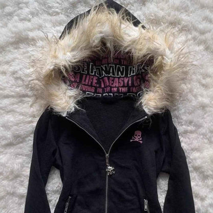 Women's Loose Gothic Skull Hoodie Coat