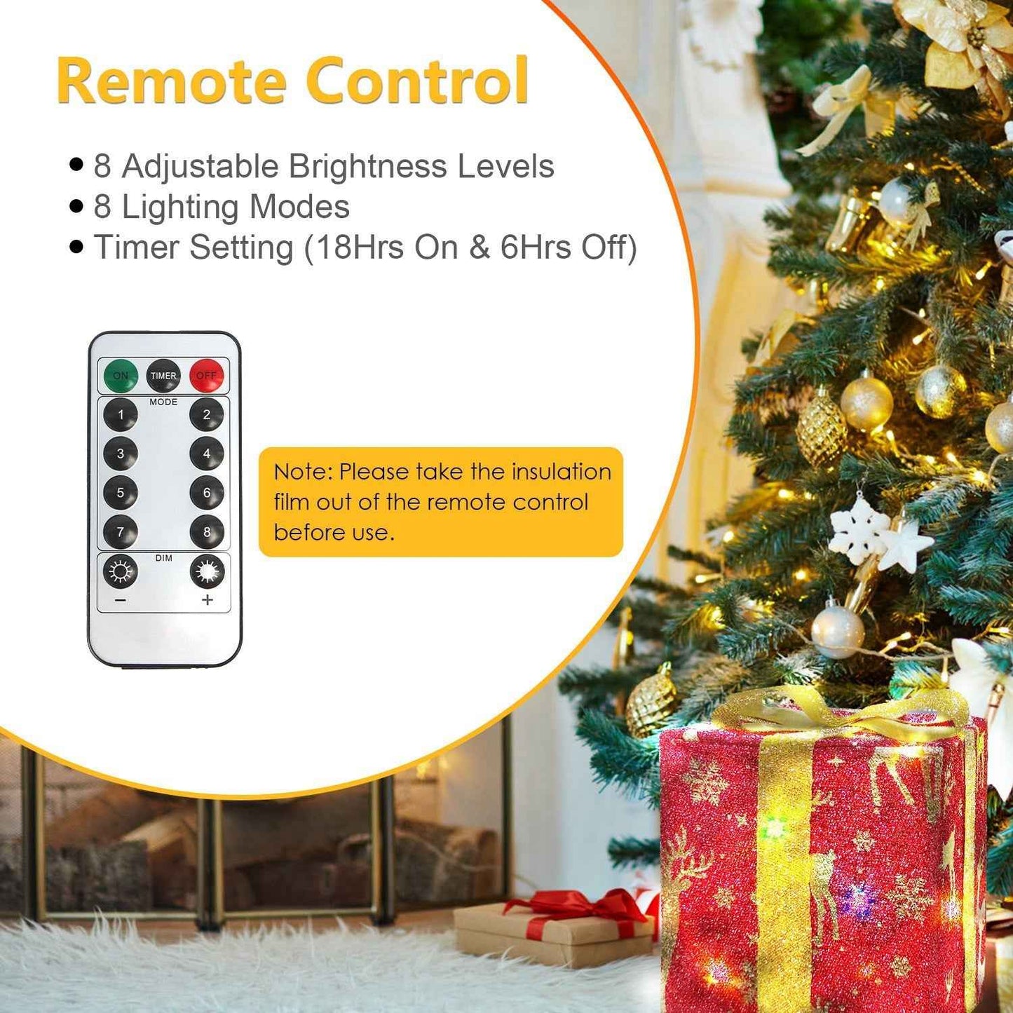 Set of 3 Christmas Lighted Gift Boxes - 50 LED Star/Deer Pattern IP44 Waterproof - DropOnline.co