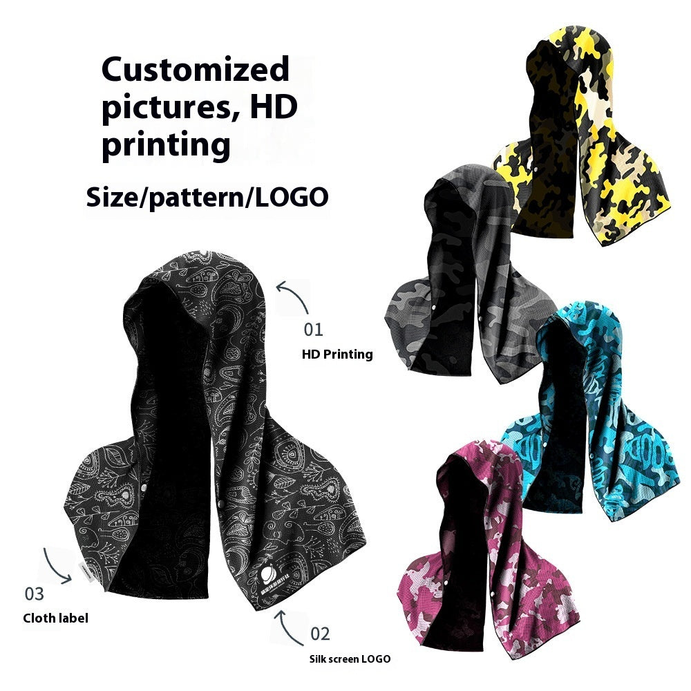 Quick Drying Sports Towel U-shaped Hoodie Cooling Towel Sun Protection Beach Cool Towel For Camping Gym Swimming Running Yoga