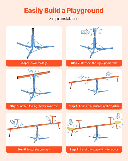 Kids Seesaw 100 Lbs Capacity 360 Degrees Rotating Teeter Totter Aged 3+
