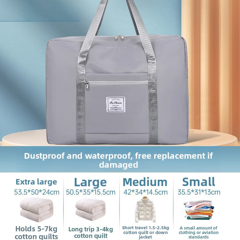 The large-capacity travel bag is portable