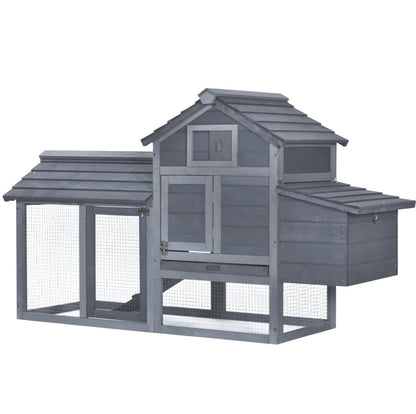 Chicken Coop Kit 59 Outdoor Solid Wood Enclosed House Ventilation Gray - DropOnline.co