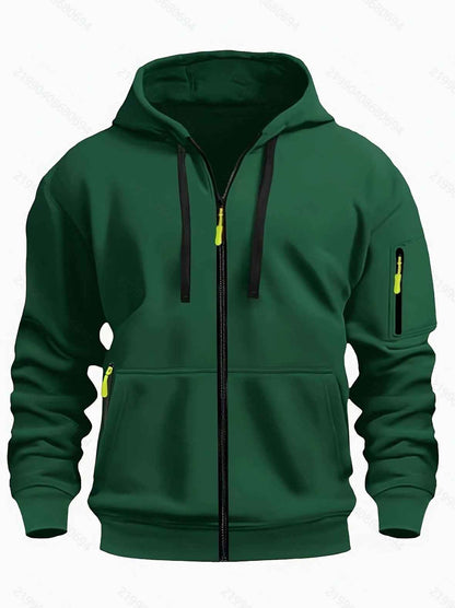 Men's Zipper Hooded Sweatshirt - Sports Casual Cardigan Jacket