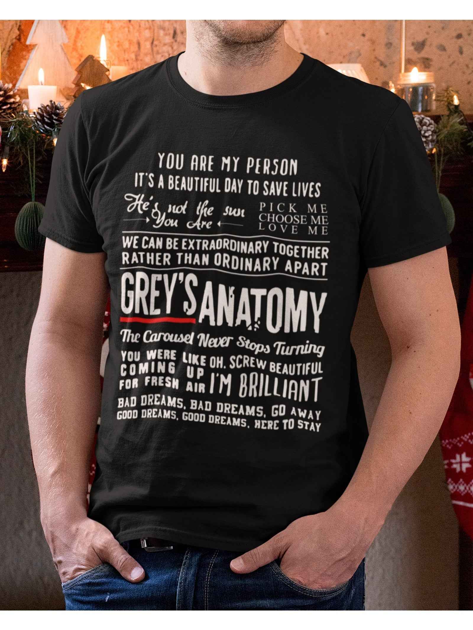 Men's TV Drama Line Pattern T-Shirt - 'You Are My Favorite Person' 2024 Christmas Trend