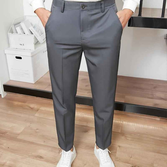 New Men's Straight High-waisted Black Casual Pants