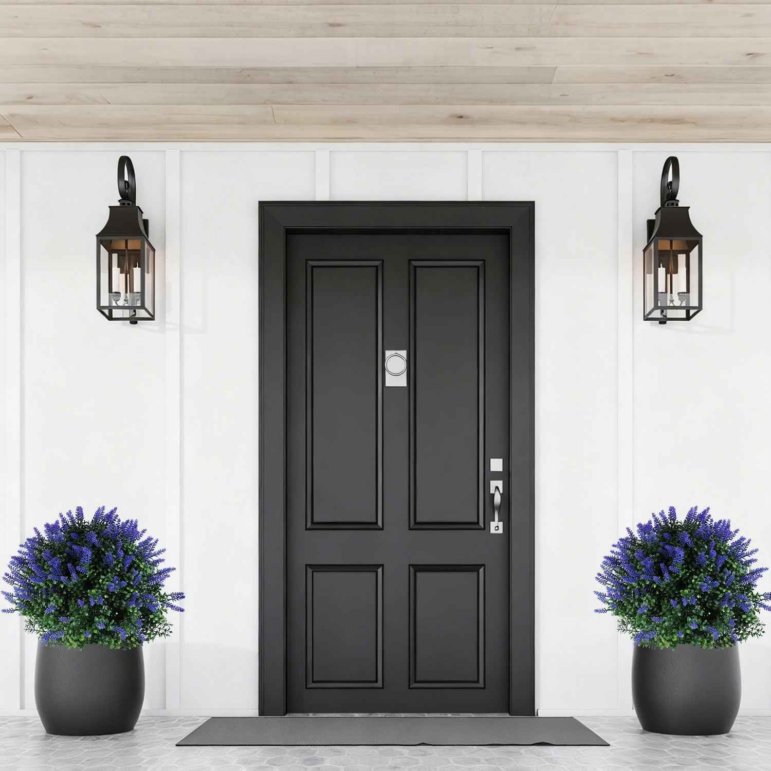 2 Packs Artificial Lavender Topiary Ball Trees - UV Resistant with Ground Spike - DropOnline.co