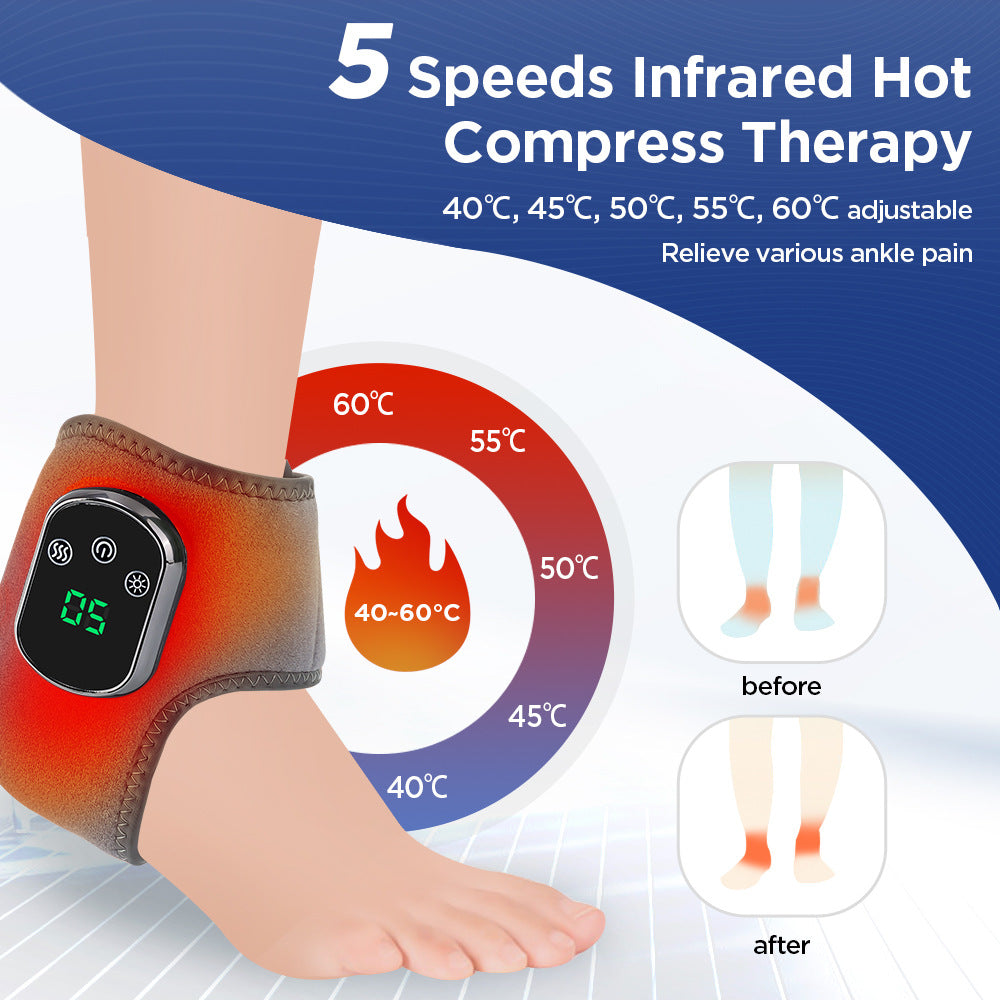 Rechargeable Ankle Heat Therapy Massager - Wireless Pain Relief & Recovery Device