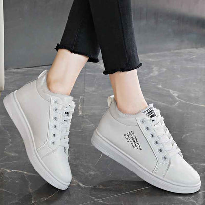 Women's Cotton Shoes With Fleece Sports Flat Sneakers