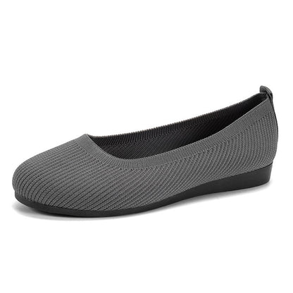 Round Toe Flats Shoes Casual Comfortable Soft Slip On Knit Mesh Shoes For Women - DropOnline.co