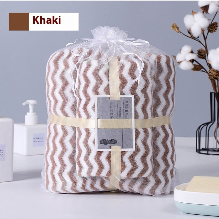 Water Ripple Coral Fleece Towels Child And Mother Suit Two-piece Set