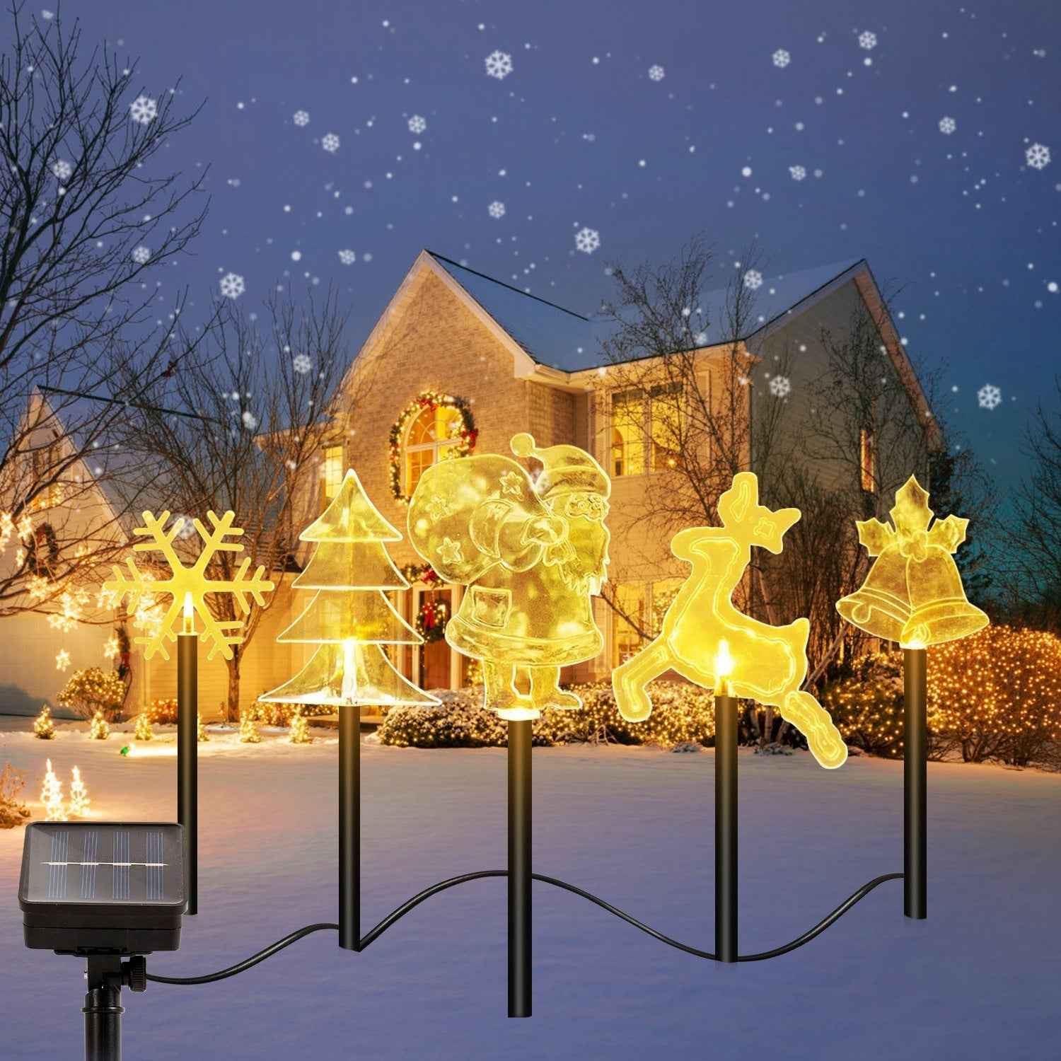 5Pcs Mixed Christmas Solar Stake Light Set - Waterproof Outdoor Landscape Light - DropOnline.co