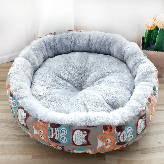 Dog and Cat Litter Bed - Round Cotton Padded Pet Cushion for Comfortable Sleep