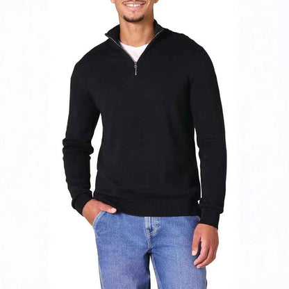 Men's Fashion Half Zipper Polo Sweater Casual Long Sleeve
