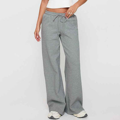 Fashion Casual Loose Drawstring Tight Waist Solid Color Trousers