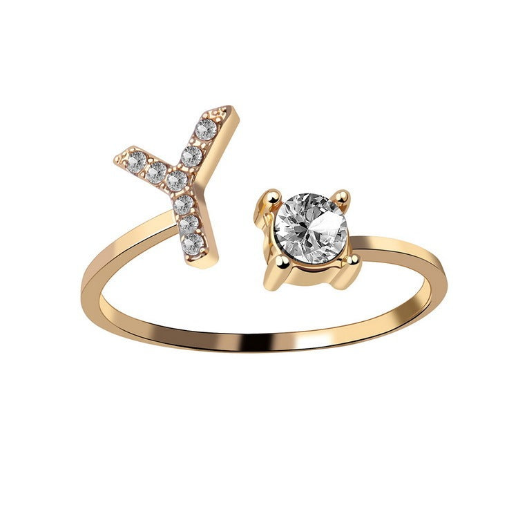 Adjustable Initial Letter Ring - Personalized Alphabet Jewelry