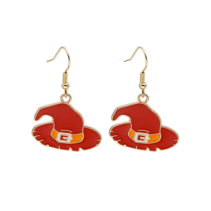 Halloween Pumpkin Earrings - Cute Spooky Oil Drop Alloy Jewelry