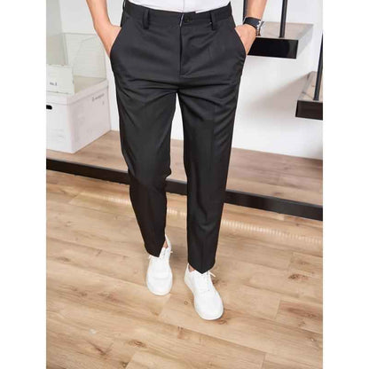 New Men's Straight High-waisted Black Casual Pants
