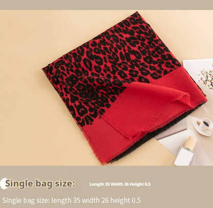 Leopard Print Artificial Cashmere Scarf Women's Warm Scarf Winter - DropOnline.co