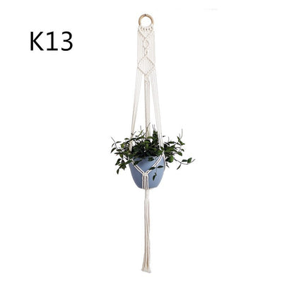 Flower Pot Net Bag Beige Cotton Rope Indoor Plant Hanger Hanging Basket Sling - DropOnline.co