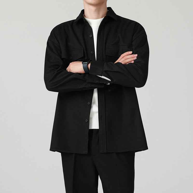 New Thickened Men's Workwear Long-sleeved Loose Wool Casual Jacket