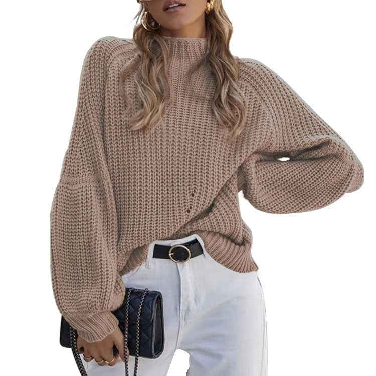 Autumn And Winter New Loose Half-high Collar Sweater