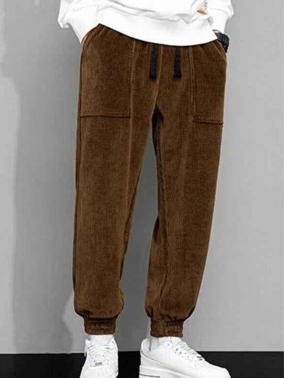 Men's Corduroy Casual Pants - Straight Leg Anti-Wrinkle Trousers