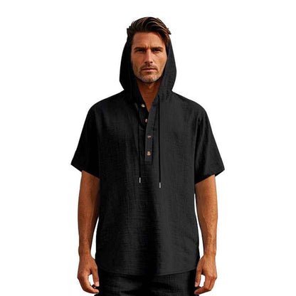 Men's European Linen Short Sleeve T-Shirt - Simple Casual Tee