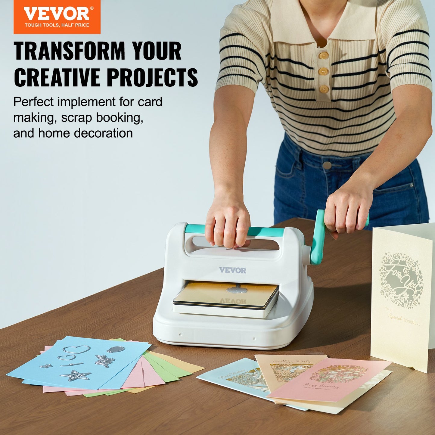 Manual Die Cutting & Embossing Machine, Portable Cut Machines, 6 Inch Opening Scrapbooking Machine Full Kit Included, For Arts & Crafts, Scrapbooking, Card Making And Crafting, White