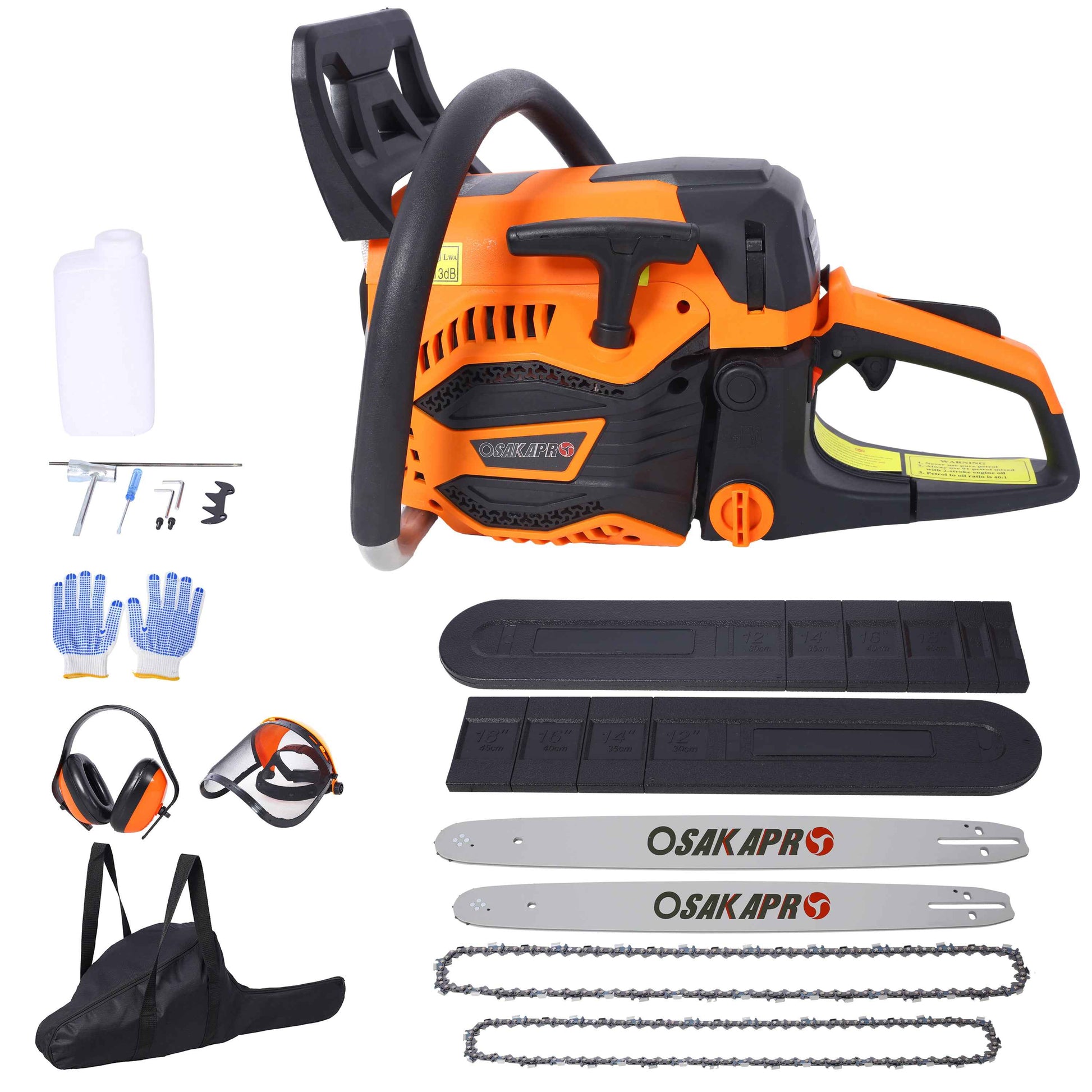 62CC Gas Powered Chainsaw, 2-Cycle Petrol Handheld Cordless Chain Saw, Gasoline Gas Chainsaws For Tree Wood Cutting,with 18 And 20 Guide Bar And Chain,Safety Kit, Storage Bag, EPA Compliant