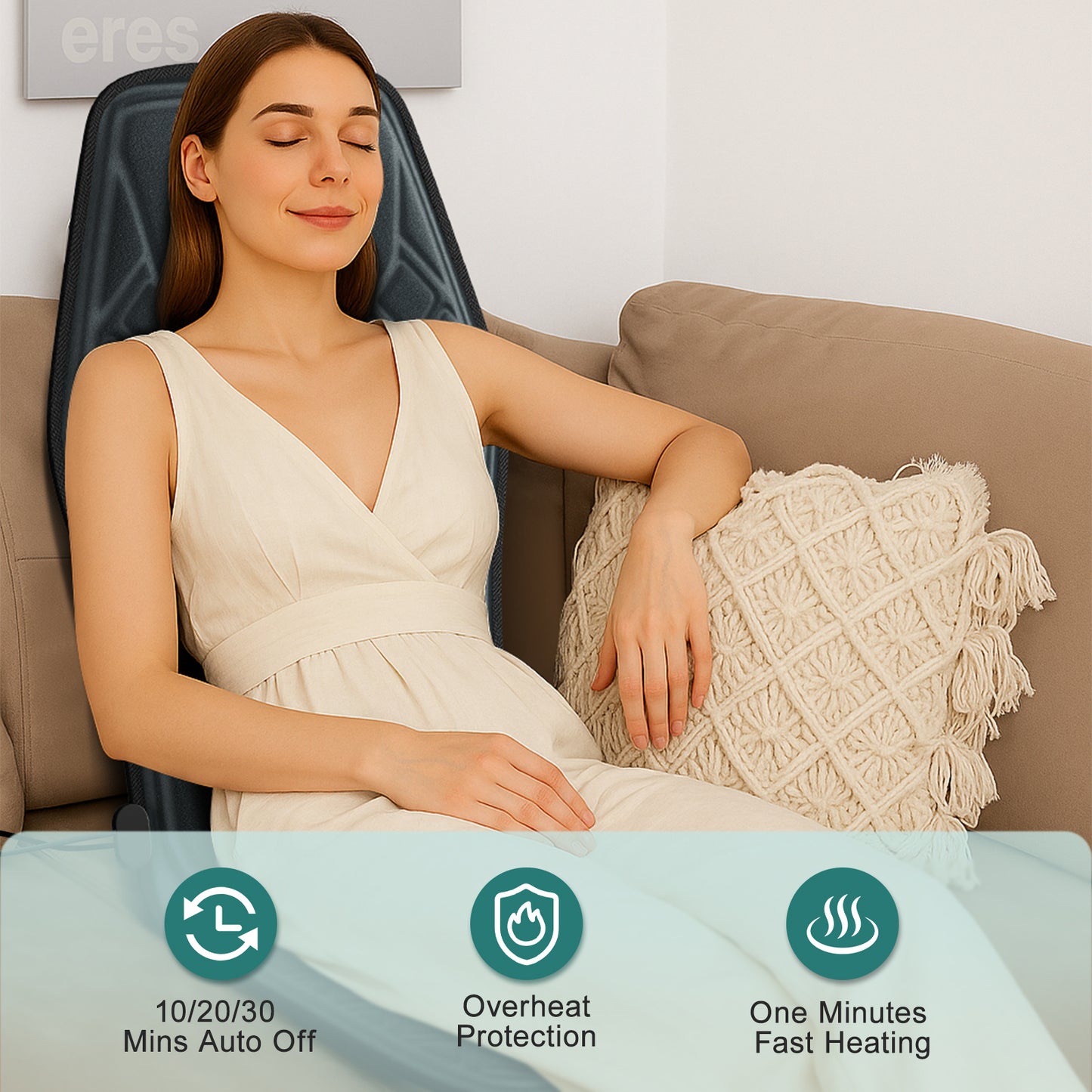 2025 New Model Massage Cushion, Neck And Back Kneading And Heating, 9 Levels Of Intensity,9 Modes, Home And Office Electric Massage Pad, Portable Multifunctional Massager, 10,20,30 Minutes Timer