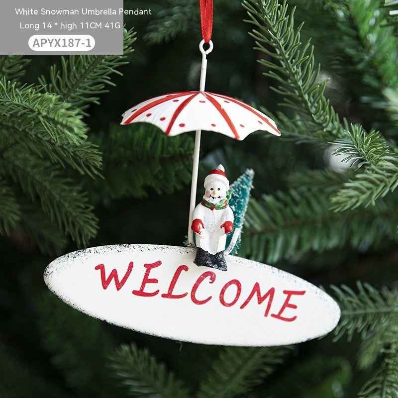 Nordic Iron Christmas Hot Air Balloon Pendant - Santa Snowman Elk Parachute Decoration - DropOnline.co
