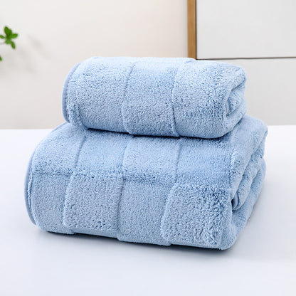 Wide Stripe Dark Stripe Coral Velvet Printing Towels Suit