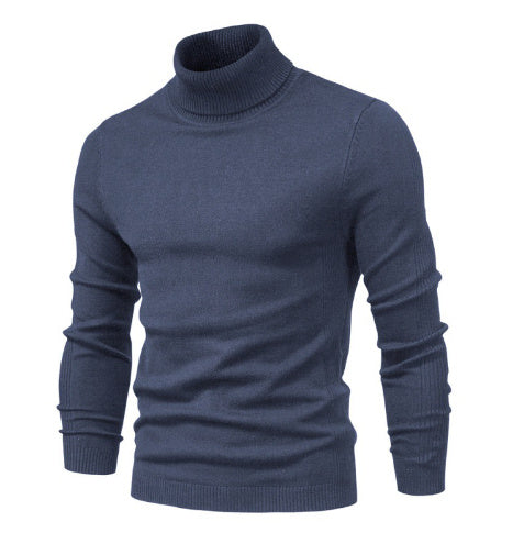 Men's Solid Color Slim Pullover Turtleneck Sweater - Winter Casual Tops