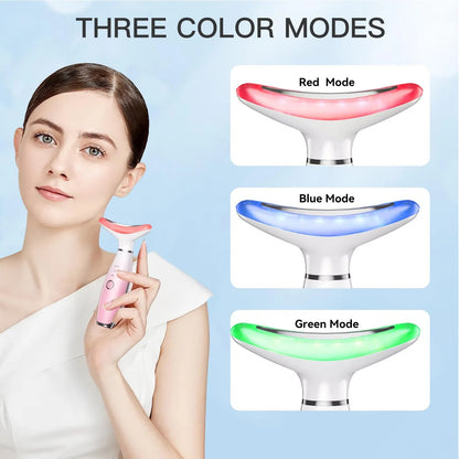 Neck Face Massager, Skin Care Face Massage Tool, 3-in-1 Facial Massager, Face Sculpting Tool With Thermals, Vibration - DropOnline.co