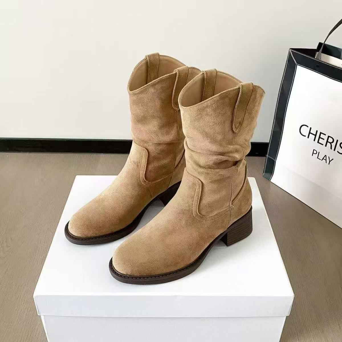 Women's Solid Color Versatile Chunky Heel Ankle Boots