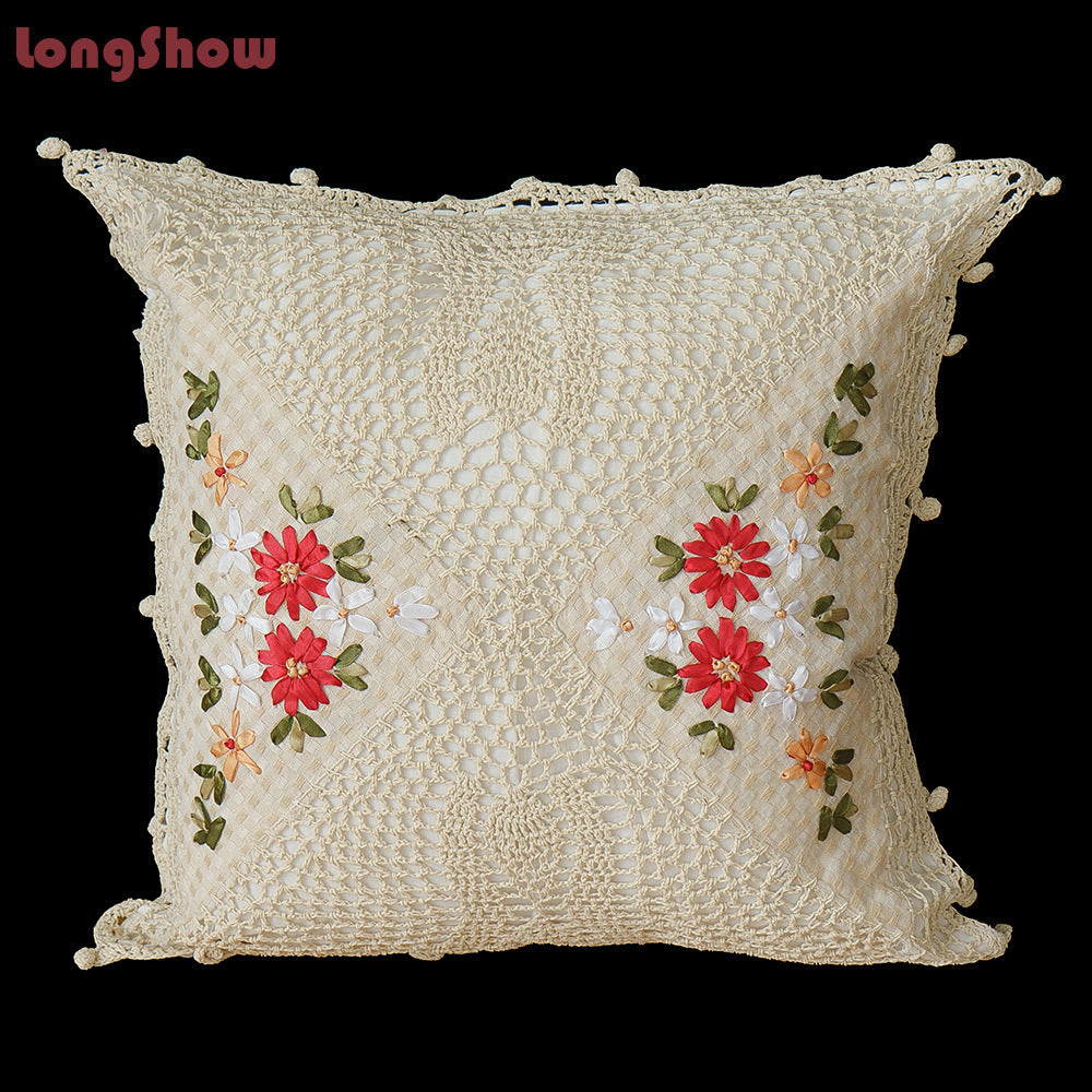 Cotton Pillow Case Satin Embroidered Cushion