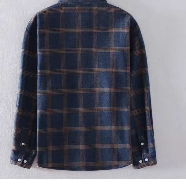 Men's Casual Plaid Long Sleeve Shirt - Classic Button-Down Style